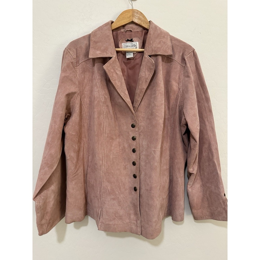Live a Little Vintage Y2k Suede Jacket Womens 2X Light Pink Snap Front Read